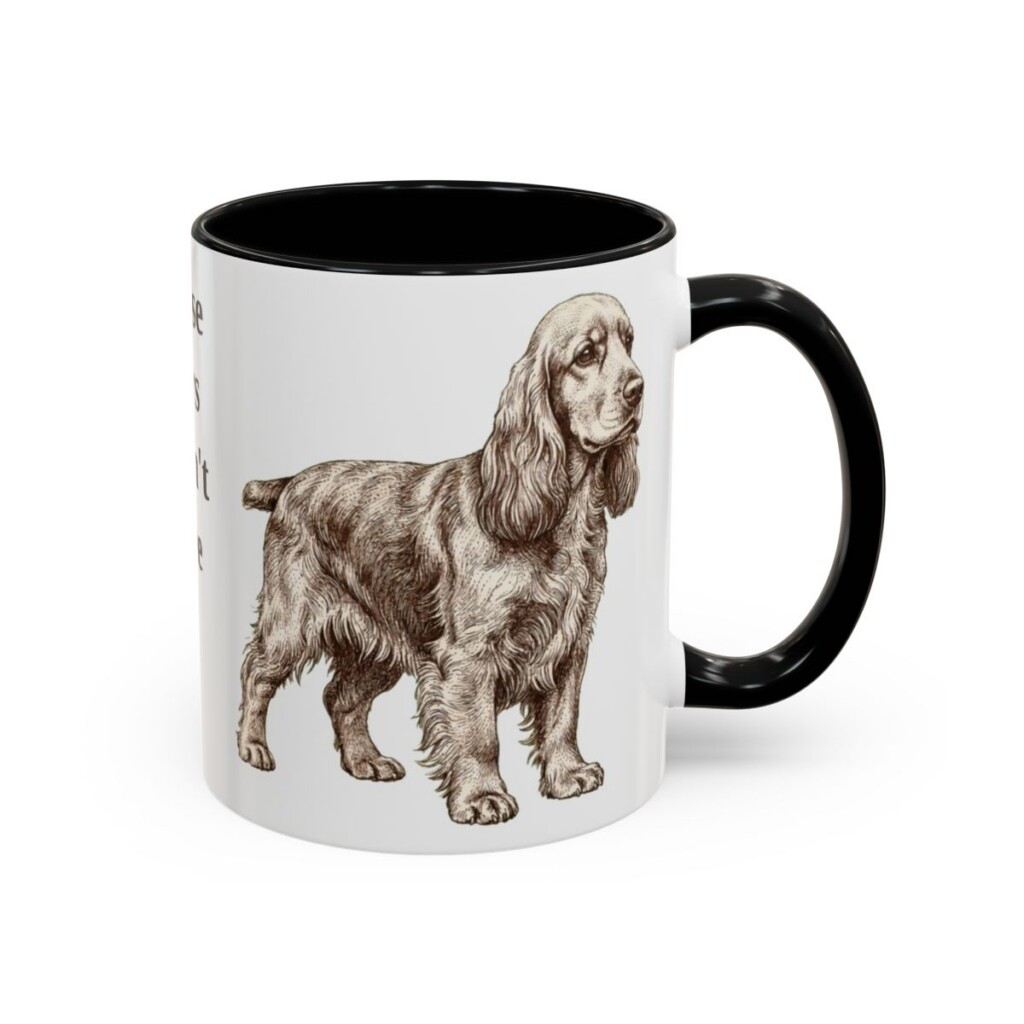 american-cocker-spaniel-mug-humor-black-right-1 11oz Funny American Cocker Spaniel Mug, Those Ears Aren't Free, Vintage Dog Coffee Mug, Dog Lover Gift