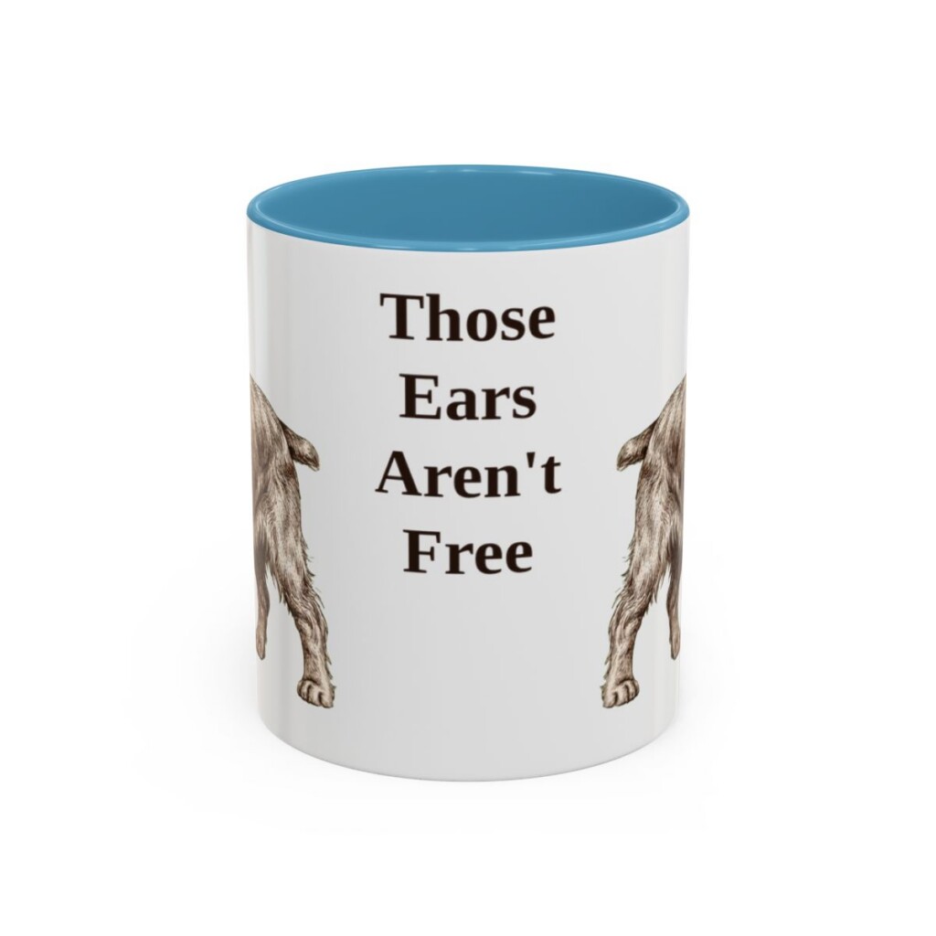 american-cocker-spaniel-mug-humor-light-blue-1 11oz Funny American Cocker Spaniel Mug, Those Ears Aren't Free, Vintage Dog Coffee Mug, Dog Lover Gift