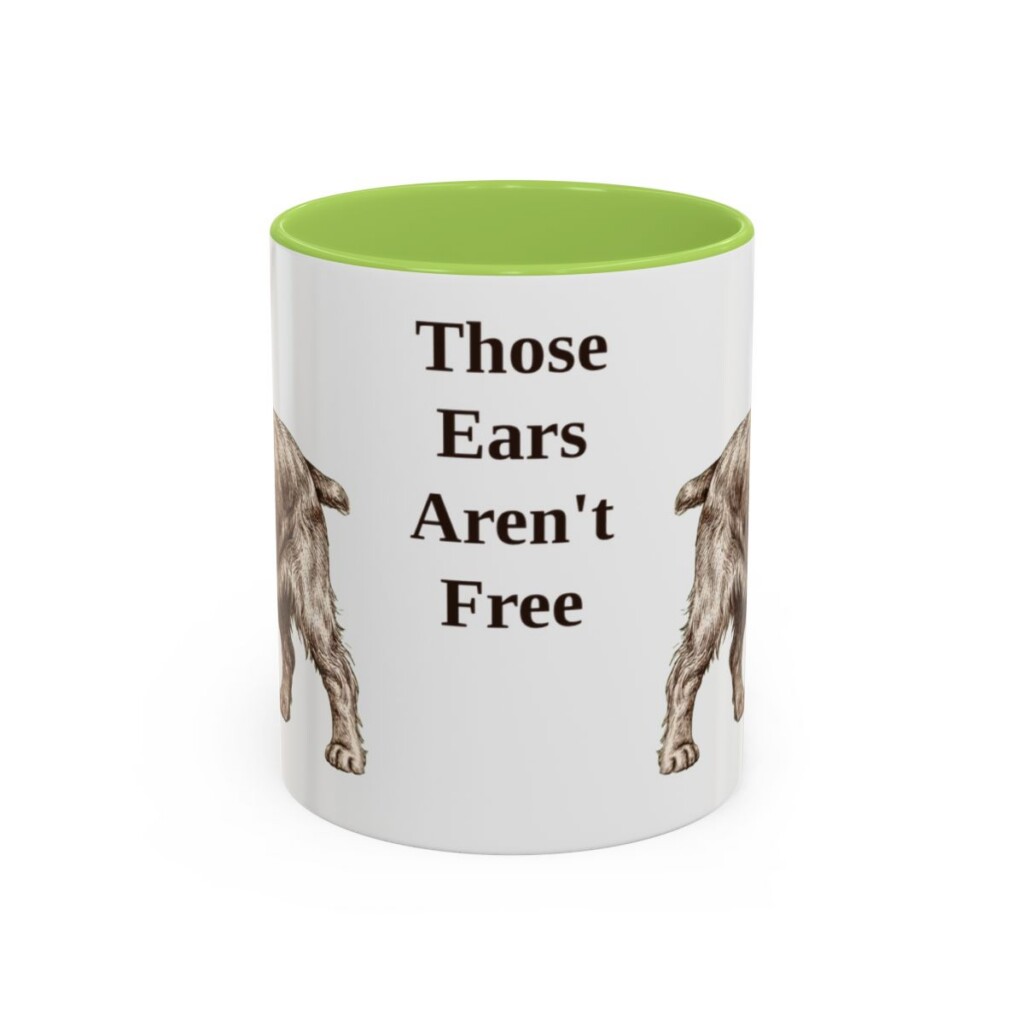 american-cocker-spaniel-mug-humor-light-green-1 11oz Funny American Cocker Spaniel Mug, Those Ears Aren't Free, Vintage Dog Coffee Mug, Dog Lover Gift