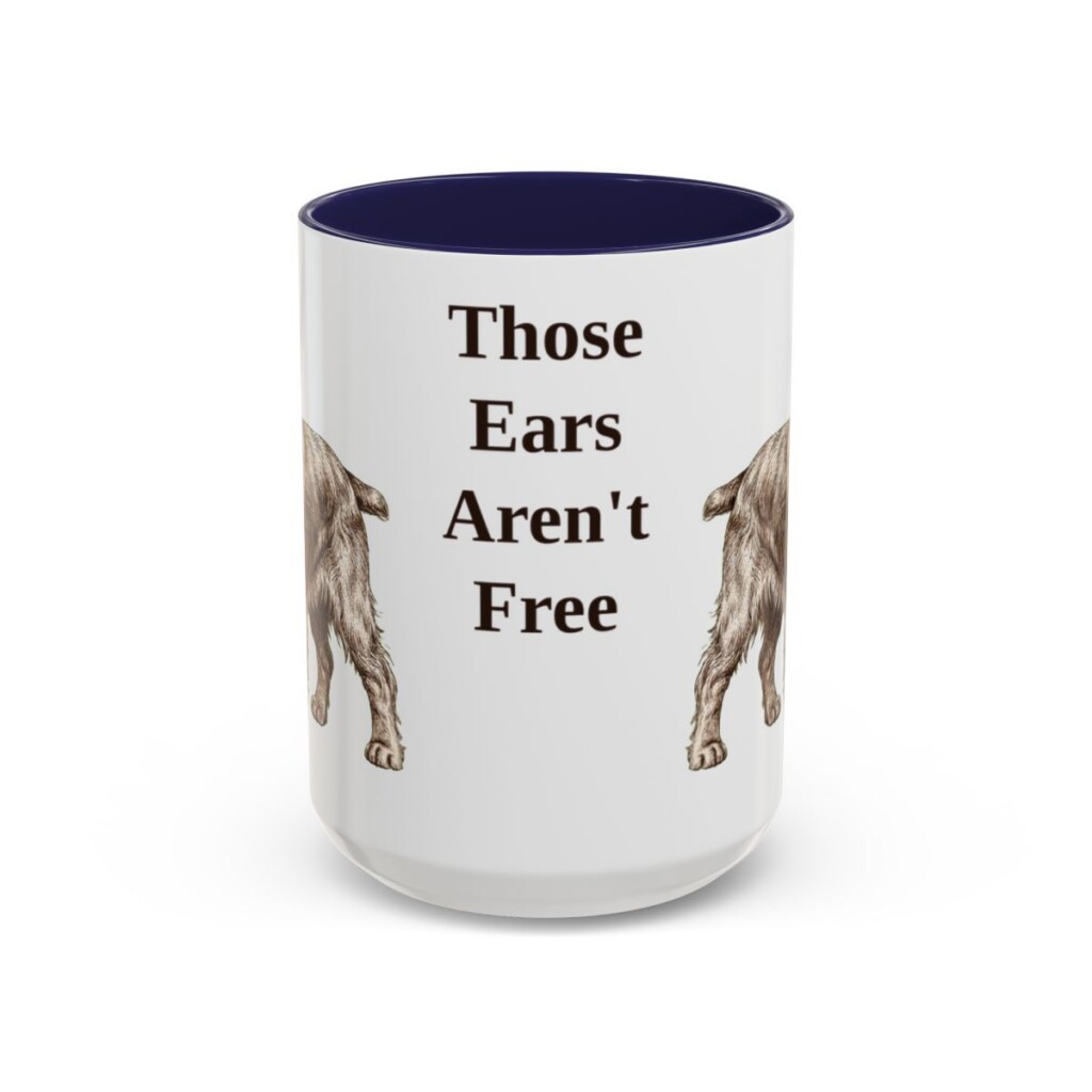 american-cocker-spaniel-mug-humor-navy-3 15oz Funny American Cocker Spaniel Mug, Those Ears Aren't Free, Vintage Dog Coffee Mug, Dog Lover Gift