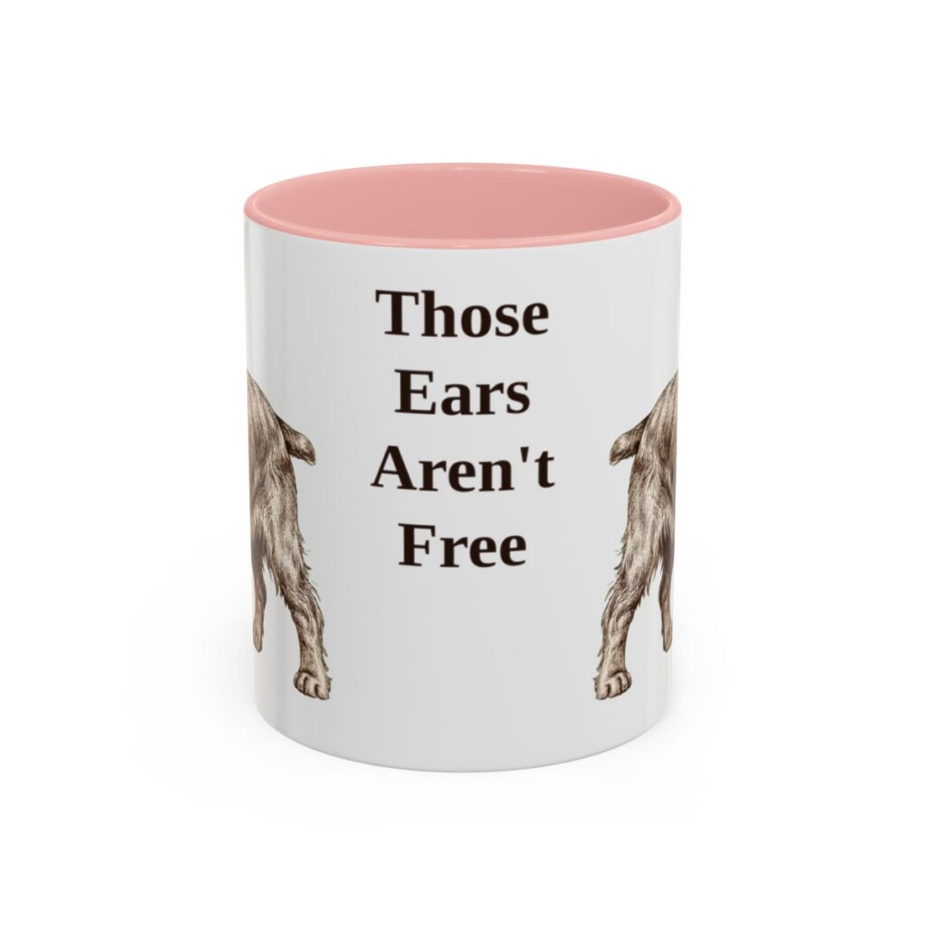 american-cocker-spaniel-mug-humor-pink-1 11oz Funny American Cocker Spaniel Mug, Those Ears Aren't Free, Vintage Dog Coffee Mug, Dog Lover Gift