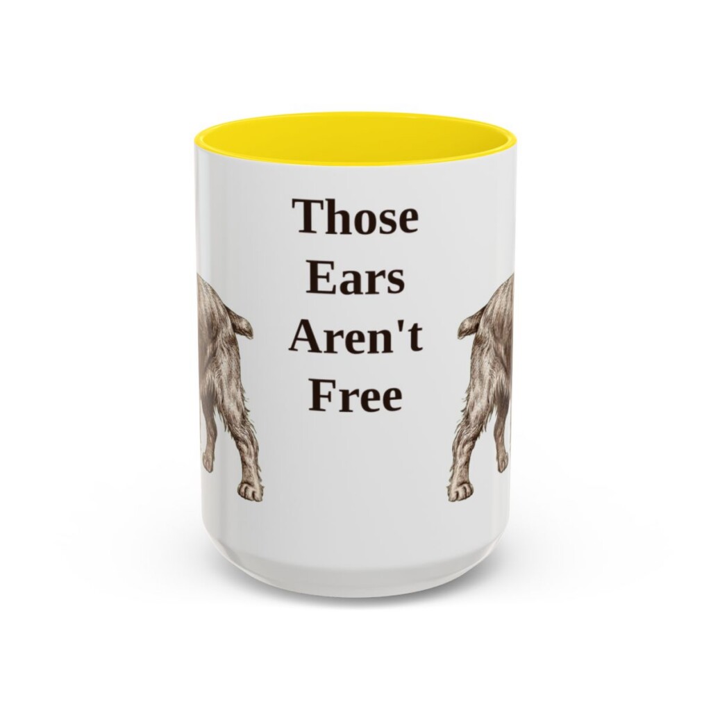 american-cocker-spaniel-mug-humor-yellow-3 15oz Funny American Cocker Spaniel Mug, Those Ears Aren't Free, Vintage Dog Coffee Mug, Dog Lover Gift
