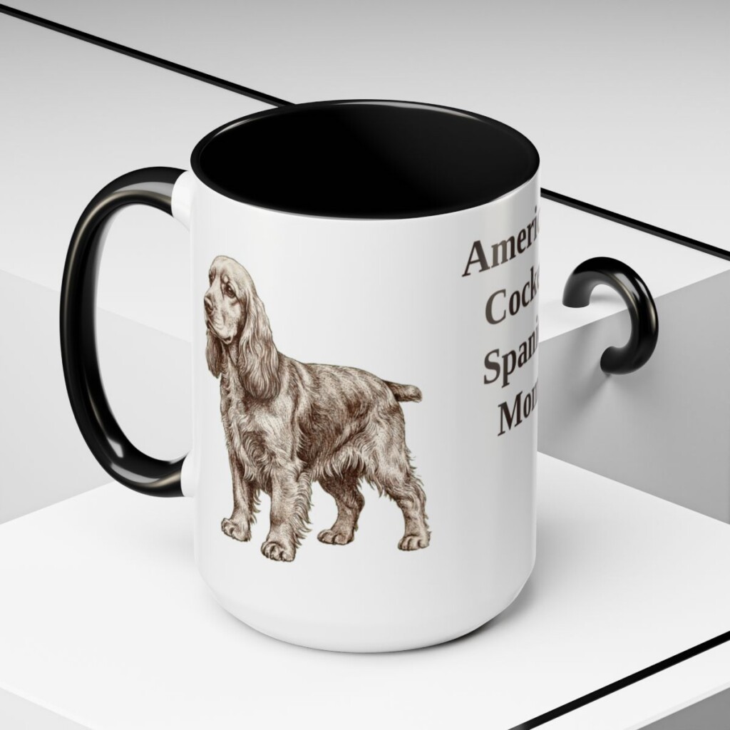 15oz American Cocker Spaniel Dog Mom Mug, Vintage Sketch Coffee Mug, Dog Mom Gift