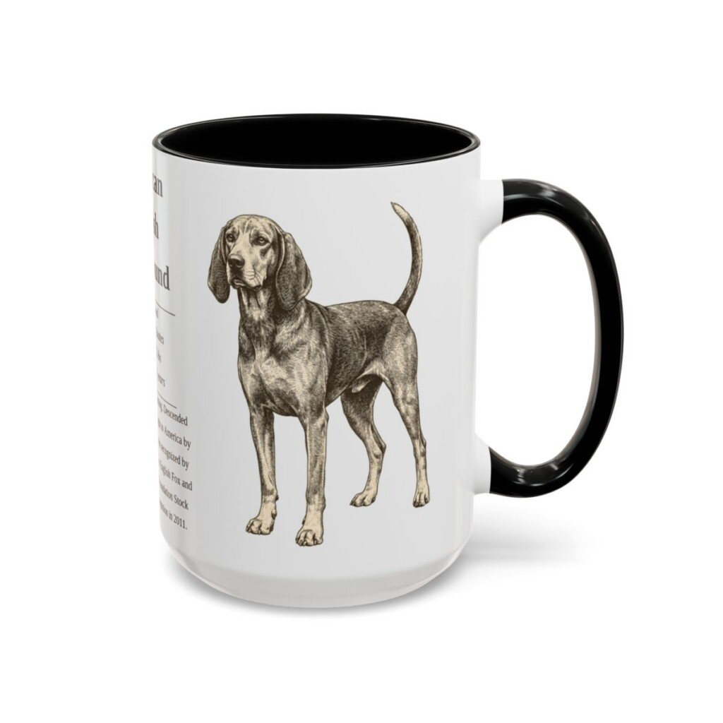 15oz American English Coonhound Mug, Illustrated Dog Breed Facts Coffee Mug, Vintage Dog Keepsake Gift