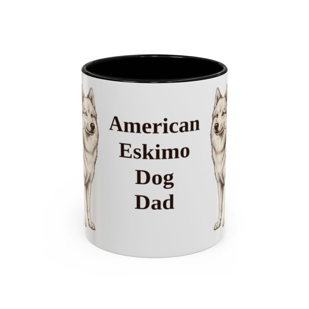 11oz American Eskimo Dog Dog Dad Mug, Vintage Sketch Coffee Mug, Dog Dad Gift