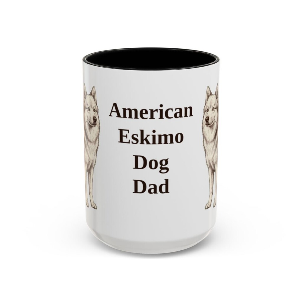 15oz American Eskimo Dog Dog Dad Mug, Vintage Sketch Coffee Mug, Dog Dad Gift