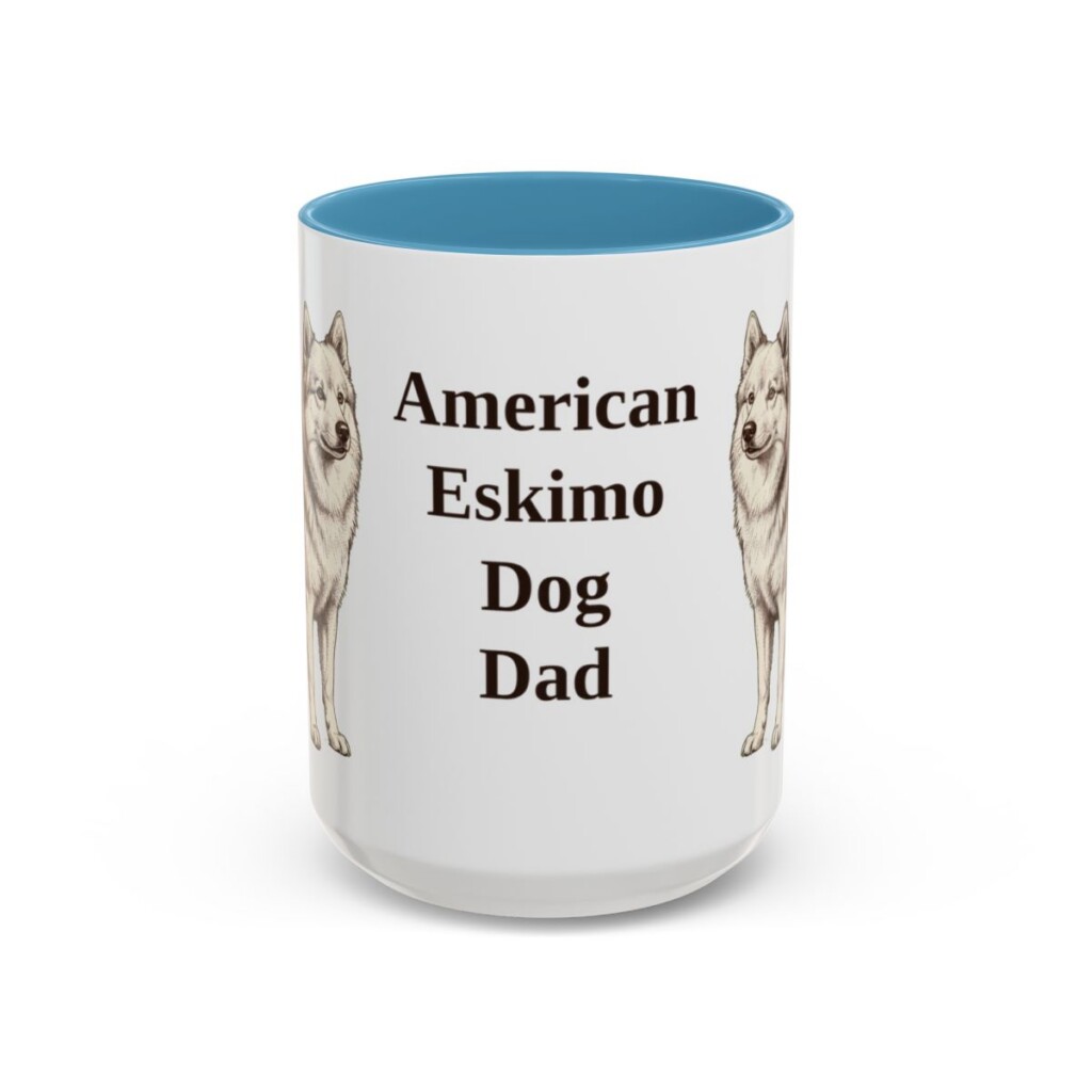 15oz American Eskimo Dog Dog Dad Mug, Vintage Sketch Coffee Mug, Dog Dad Gift