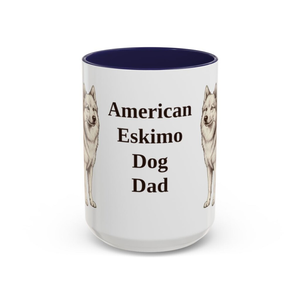 15oz American Eskimo Dog Dog Dad Mug, Vintage Sketch Coffee Mug, Dog Dad Gift