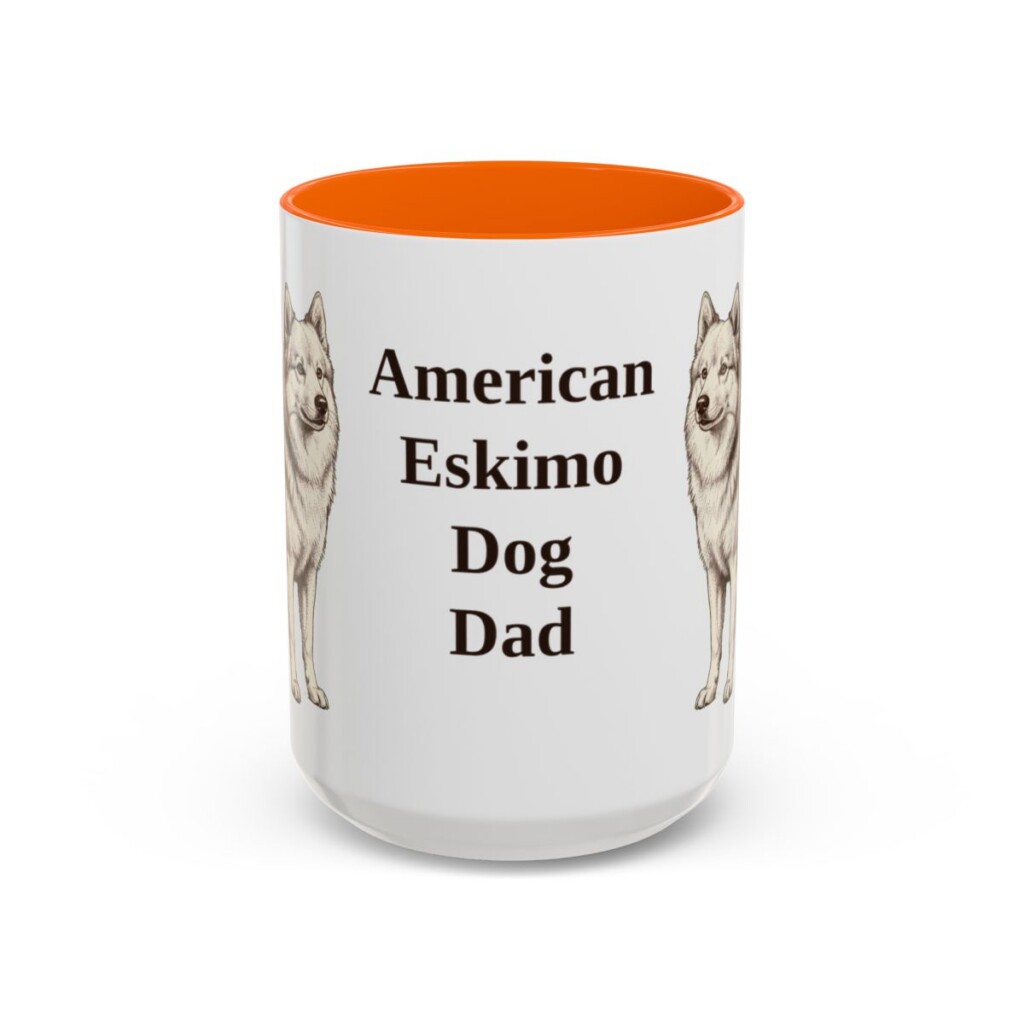 15oz American Eskimo Dog Dog Dad Mug, Vintage Sketch Coffee Mug, Dog Dad Gift