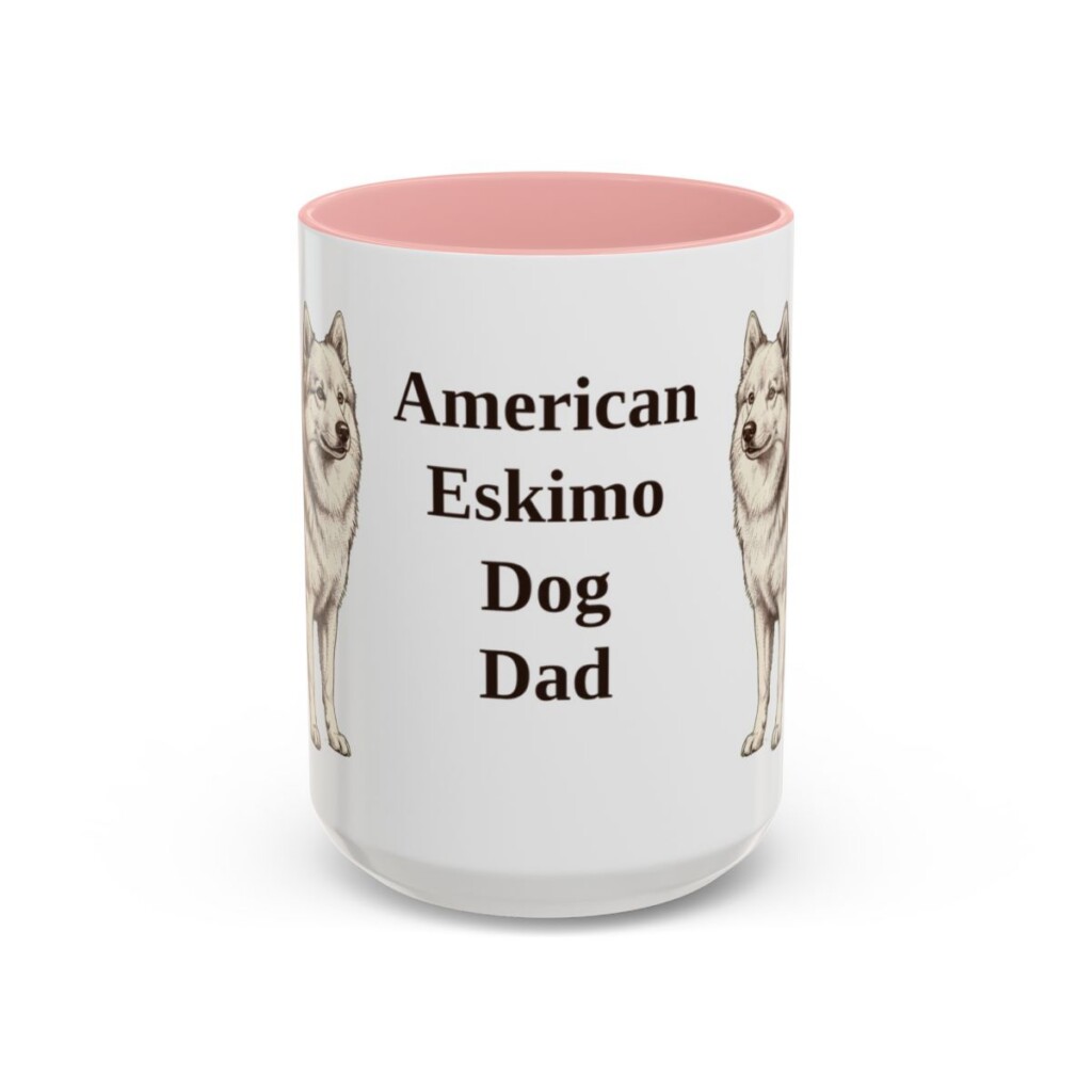 15oz American Eskimo Dog Dog Dad Mug, Vintage Sketch Coffee Mug, Dog Dad Gift
