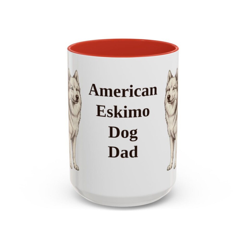 15oz American Eskimo Dog Dog Dad Mug, Vintage Sketch Coffee Mug, Dog Dad Gift