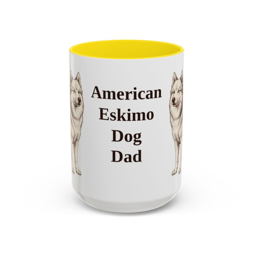 15oz American Eskimo Dog Dog Dad Mug, Vintage Sketch Coffee Mug, Dog Dad Gift