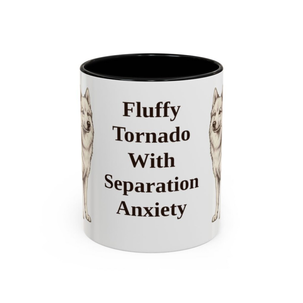 11oz Funny American Eskimo Dog Mug, Fluffy Tornado With Separation Anxiety, Vintage Dog Coffee Mug, Dog Lover Gift