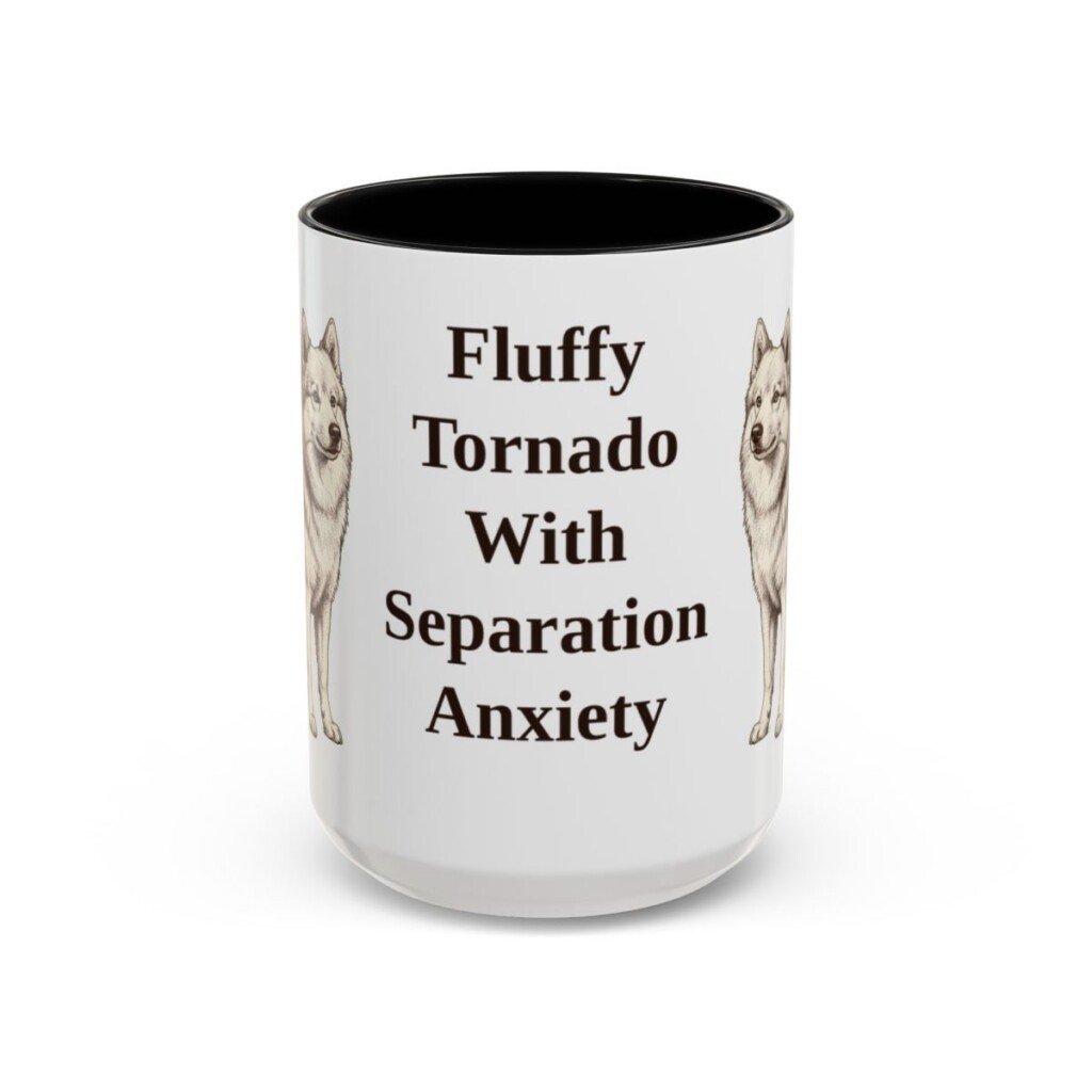 15oz Funny American Eskimo Dog Mug, Fluffy Tornado With Separation Anxiety, Vintage Dog Coffee Mug, Dog Lover Gift