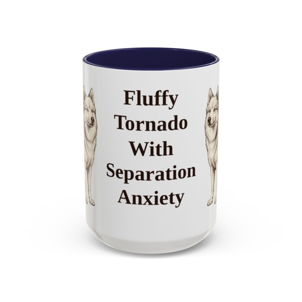 15oz Funny American Eskimo Dog Mug, Fluffy Tornado With Separation Anxiety, Vintage Dog Coffee Mug, Dog Lover Gift