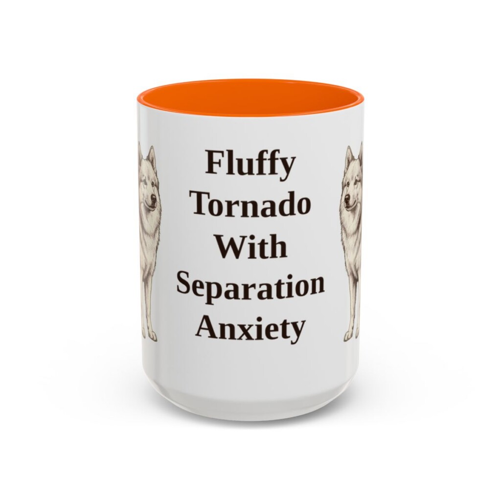 15oz Funny American Eskimo Dog Mug, Fluffy Tornado With Separation Anxiety, Vintage Dog Coffee Mug, Dog Lover Gift
