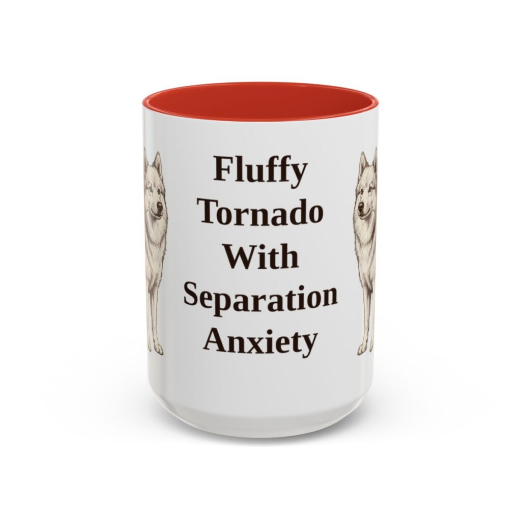 15oz Funny American Eskimo Dog Mug, Fluffy Tornado With Separation Anxiety, Vintage Dog Coffee Mug, Dog Lover Gift