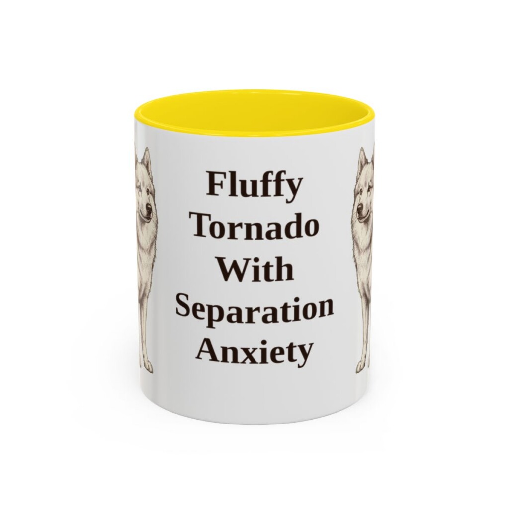 11oz Funny American Eskimo Dog Mug, Fluffy Tornado With Separation Anxiety, Vintage Dog Coffee Mug, Dog Lover Gift