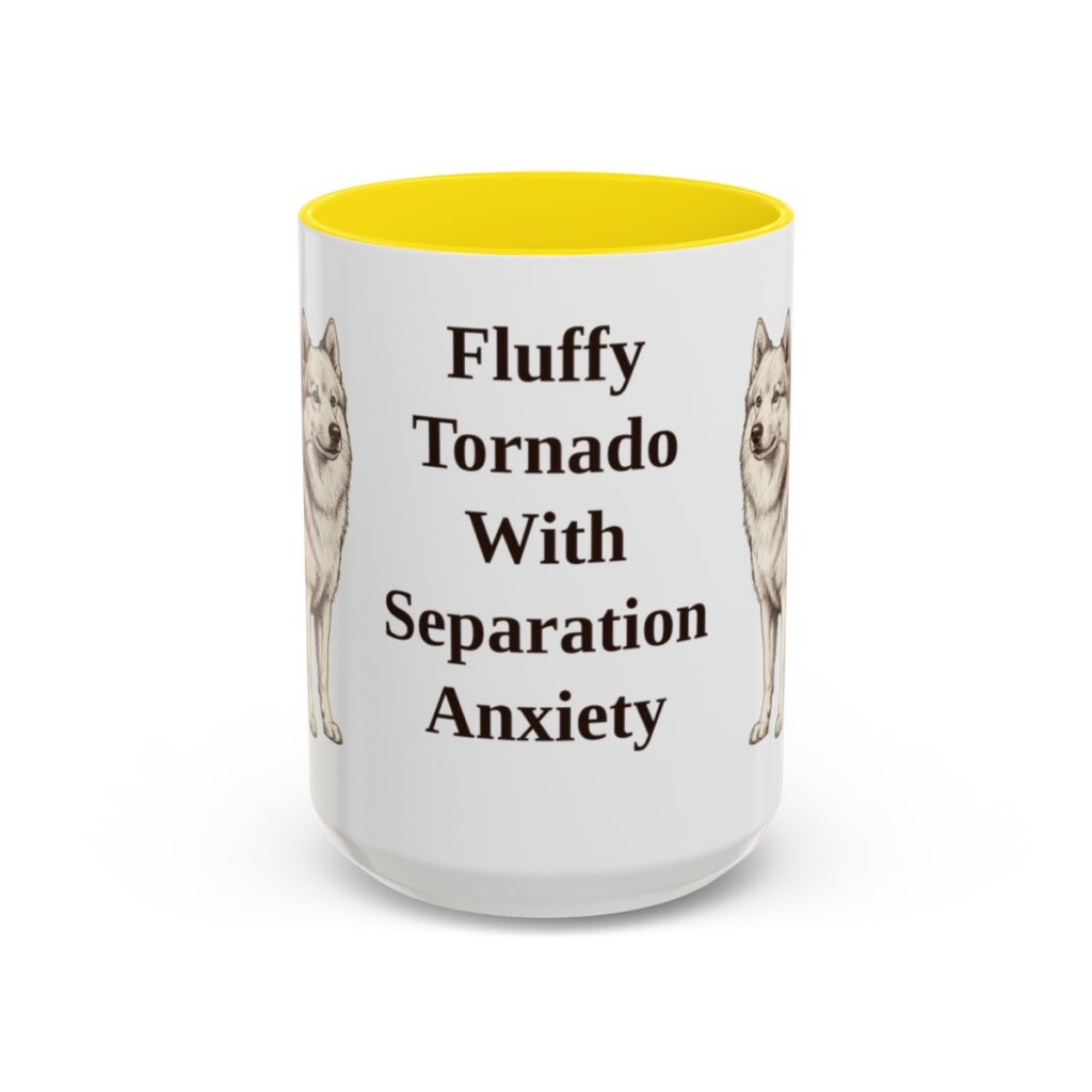 15oz Funny American Eskimo Dog Mug, Fluffy Tornado With Separation Anxiety, Vintage Dog Coffee Mug, Dog Lover Gift