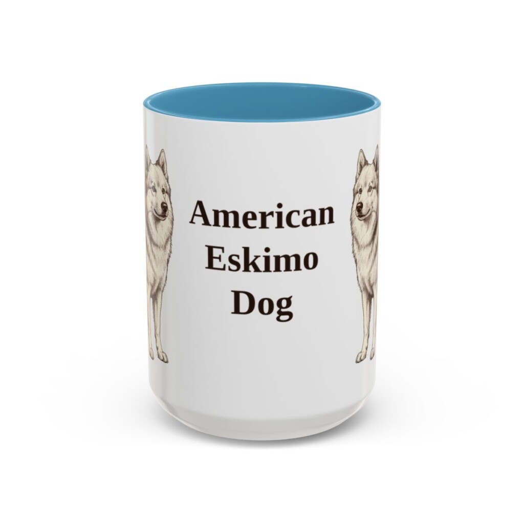 15oz American Eskimo Dog Mug, Vintage Dog Portrait Coffee Mug, Dog Lover Gift