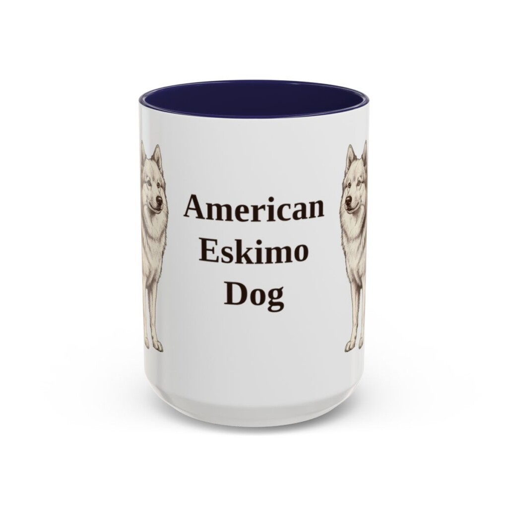 15oz American Eskimo Dog Mug, Vintage Dog Portrait Coffee Mug, Dog Lover Gift