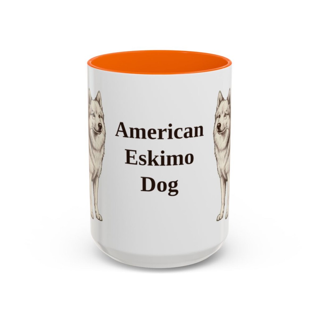 15oz American Eskimo Dog Mug, Vintage Dog Portrait Coffee Mug, Dog Lover Gift