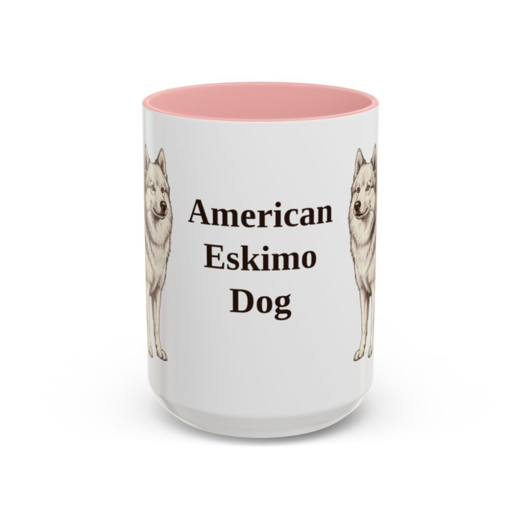 15oz American Eskimo Dog Mug, Vintage Dog Portrait Coffee Mug, Dog Lover Gift