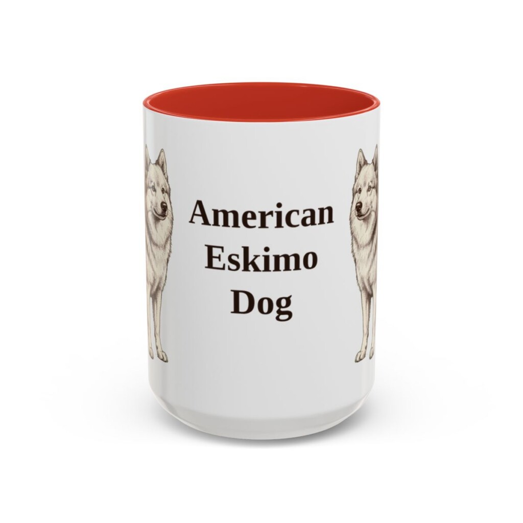 15oz American Eskimo Dog Mug, Vintage Dog Portrait Coffee Mug, Dog Lover Gift