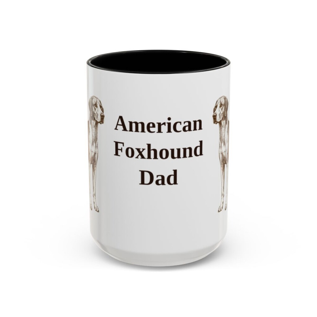 15oz American Foxhound Dog Dad Mug, Vintage Sketch Coffee Mug, Dog Dad Gift