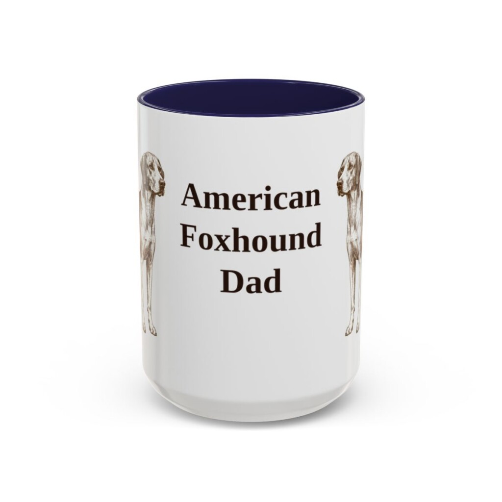 15oz American Foxhound Dog Dad Mug, Vintage Sketch Coffee Mug, Dog Dad Gift