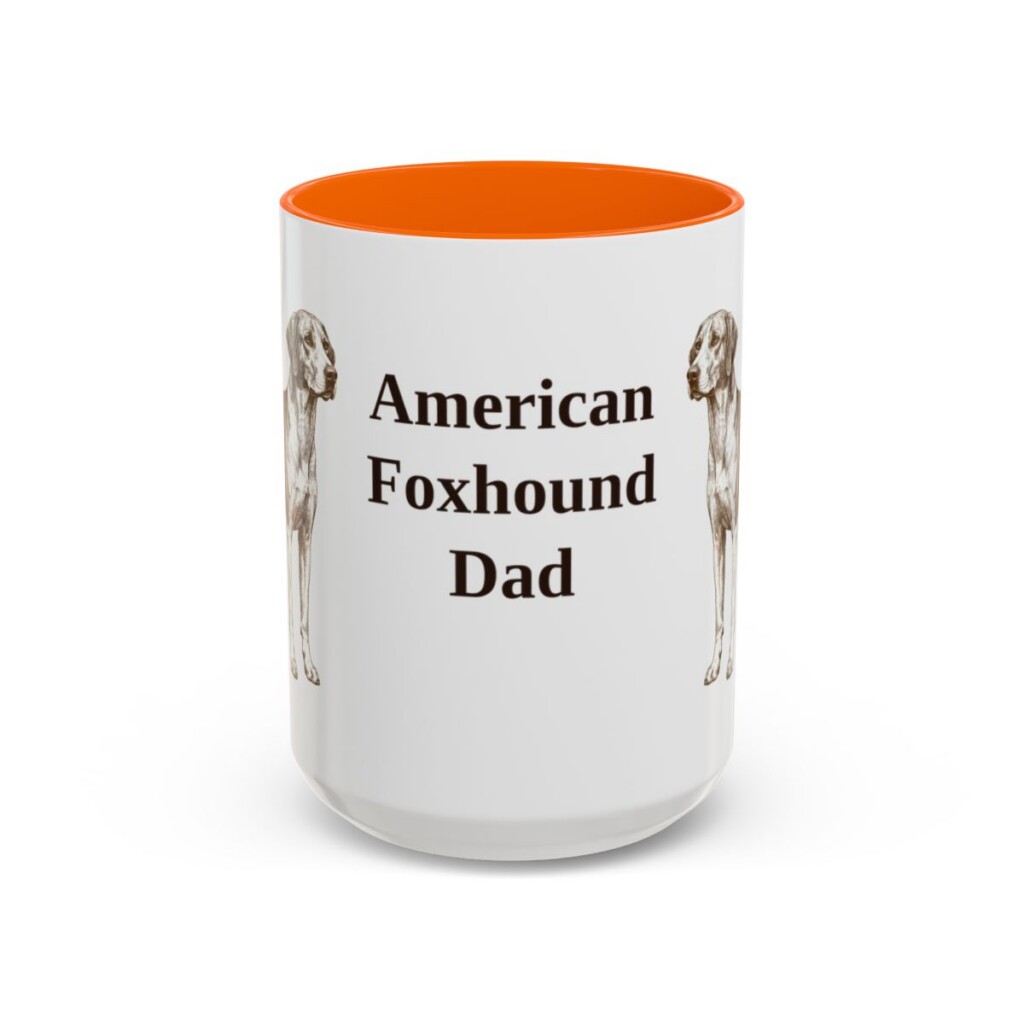 15oz American Foxhound Dog Dad Mug, Vintage Sketch Coffee Mug, Dog Dad Gift