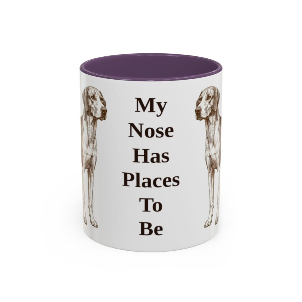 11oz Funny American Foxhound Mug, My Nose Has Places To Be, Vintage Dog Coffee Mug, Dog Lover Gift
