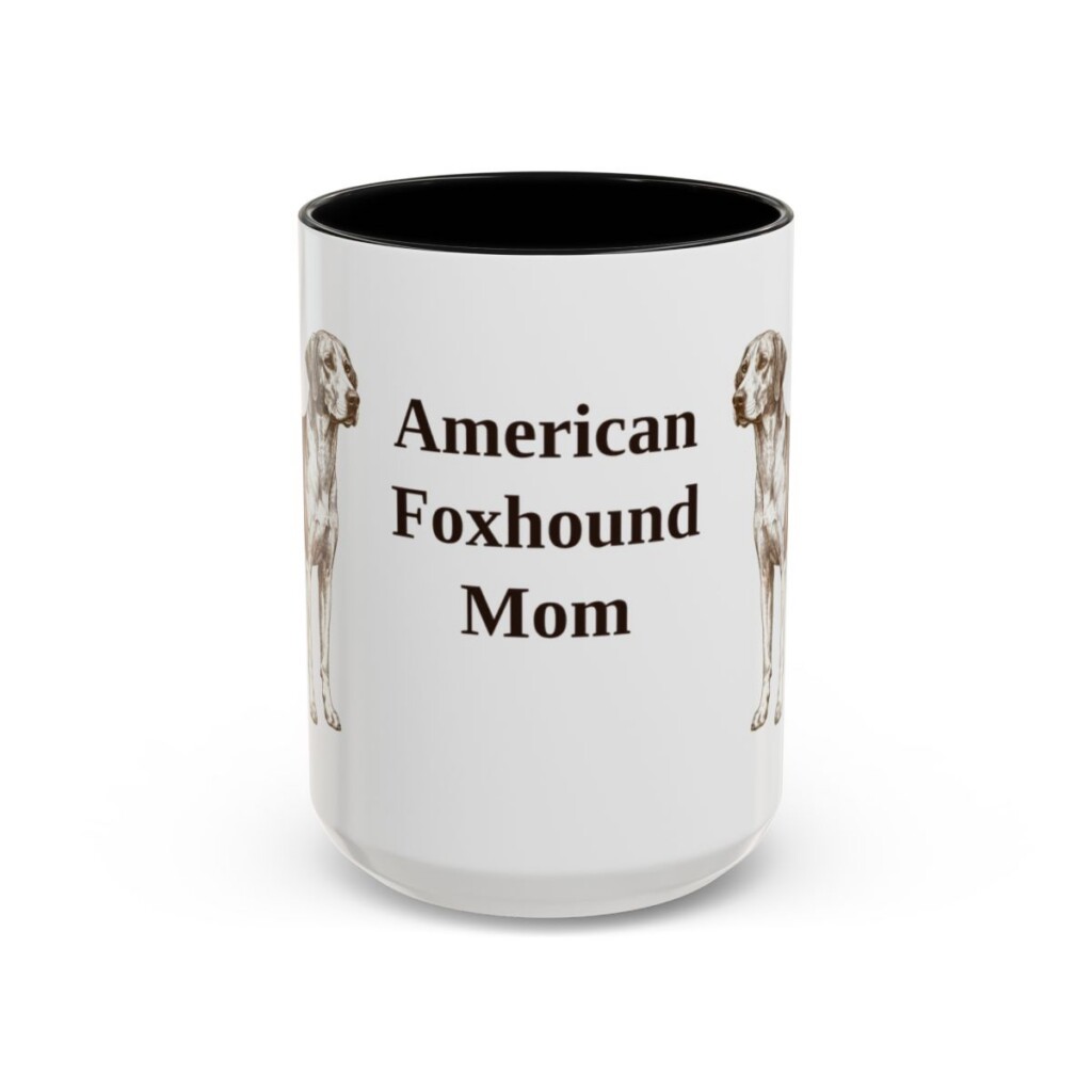 american-foxhound-mug-mom-black-front-3 15oz American Foxhound Dog Mom Mug, Vintage Sketch Coffee Mug, Dog Mom Gift