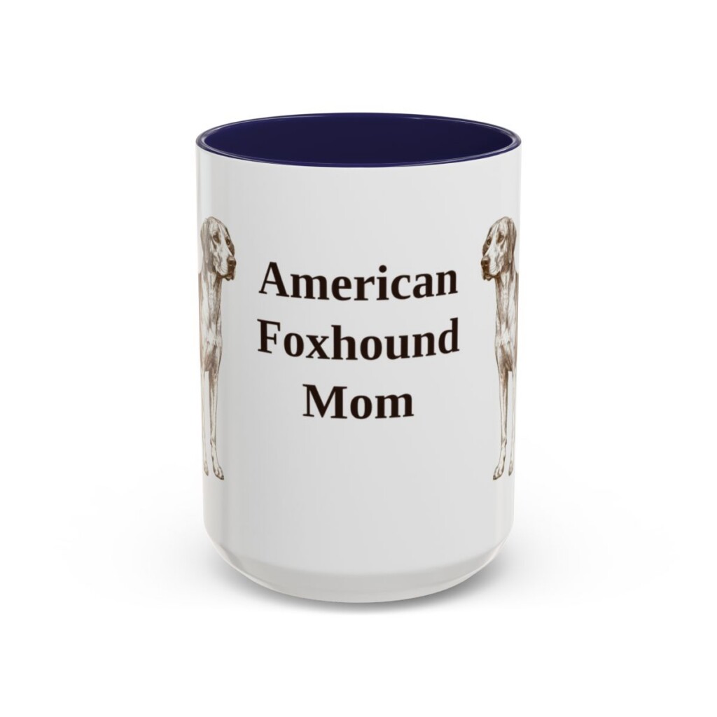 american-foxhound-mug-mom-navy-3 15oz American Foxhound Dog Mom Mug, Vintage Sketch Coffee Mug, Dog Mom Gift