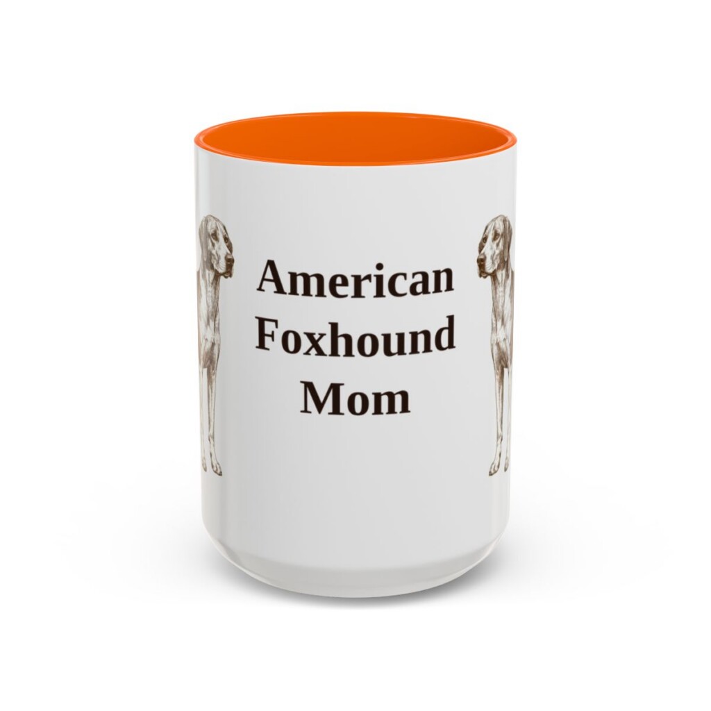 american-foxhound-mug-mom-orange-3 15oz American Foxhound Dog Mom Mug, Vintage Sketch Coffee Mug, Dog Mom Gift