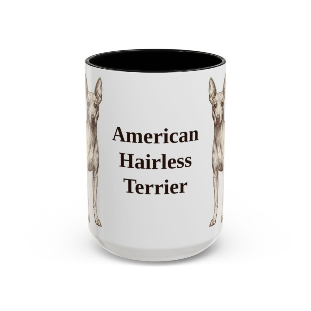 15oz American Hairless Terrier Mug, Vintage Dog Portrait Coffee Mug, Dog Lover Gift