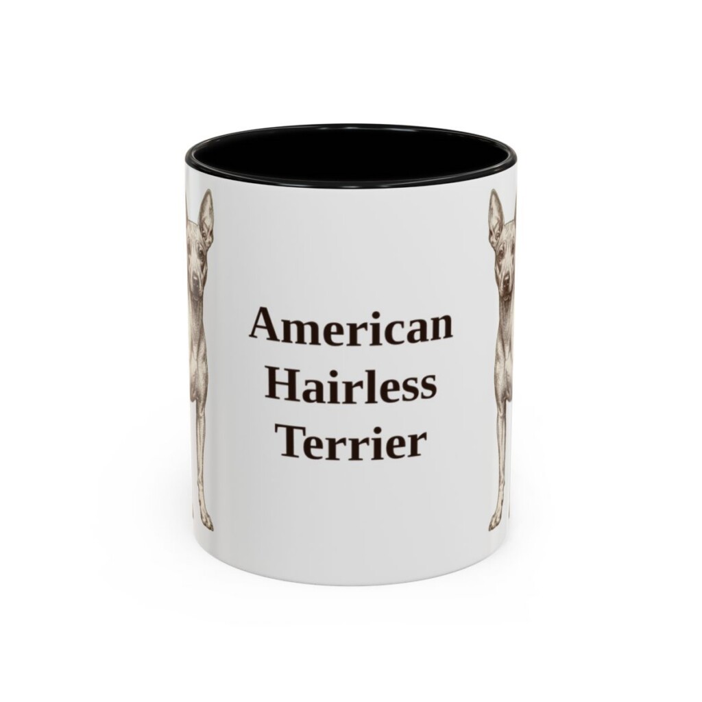 11oz American Hairless Terrier Mug, Vintage Dog Portrait Coffee Mug, Dog Lover Gift