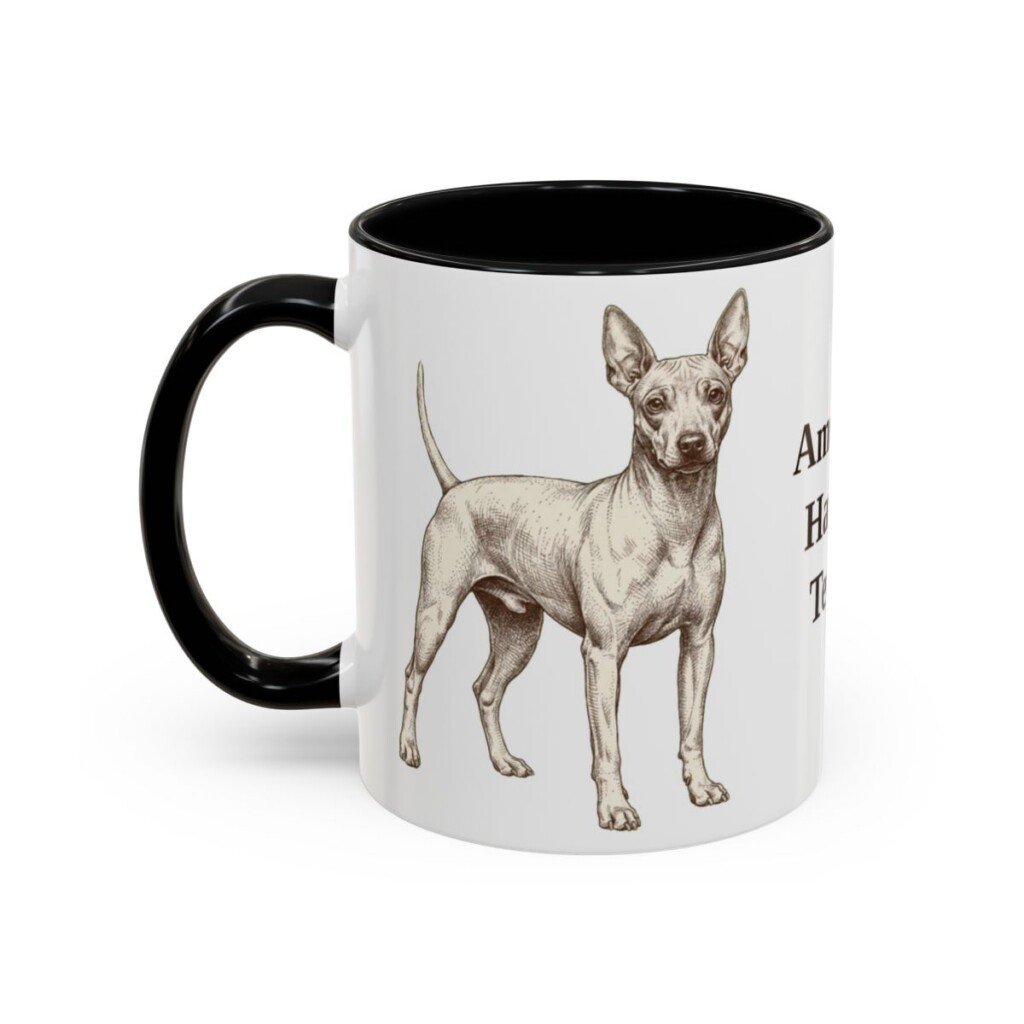 11oz American Hairless Terrier Mug, Vintage Dog Portrait Coffee Mug, Dog Lover Gift