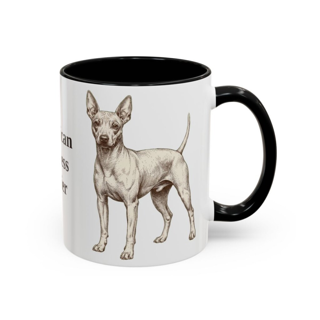 11oz American Hairless Terrier Mug, Vintage Dog Portrait Coffee Mug, Dog Lover Gift