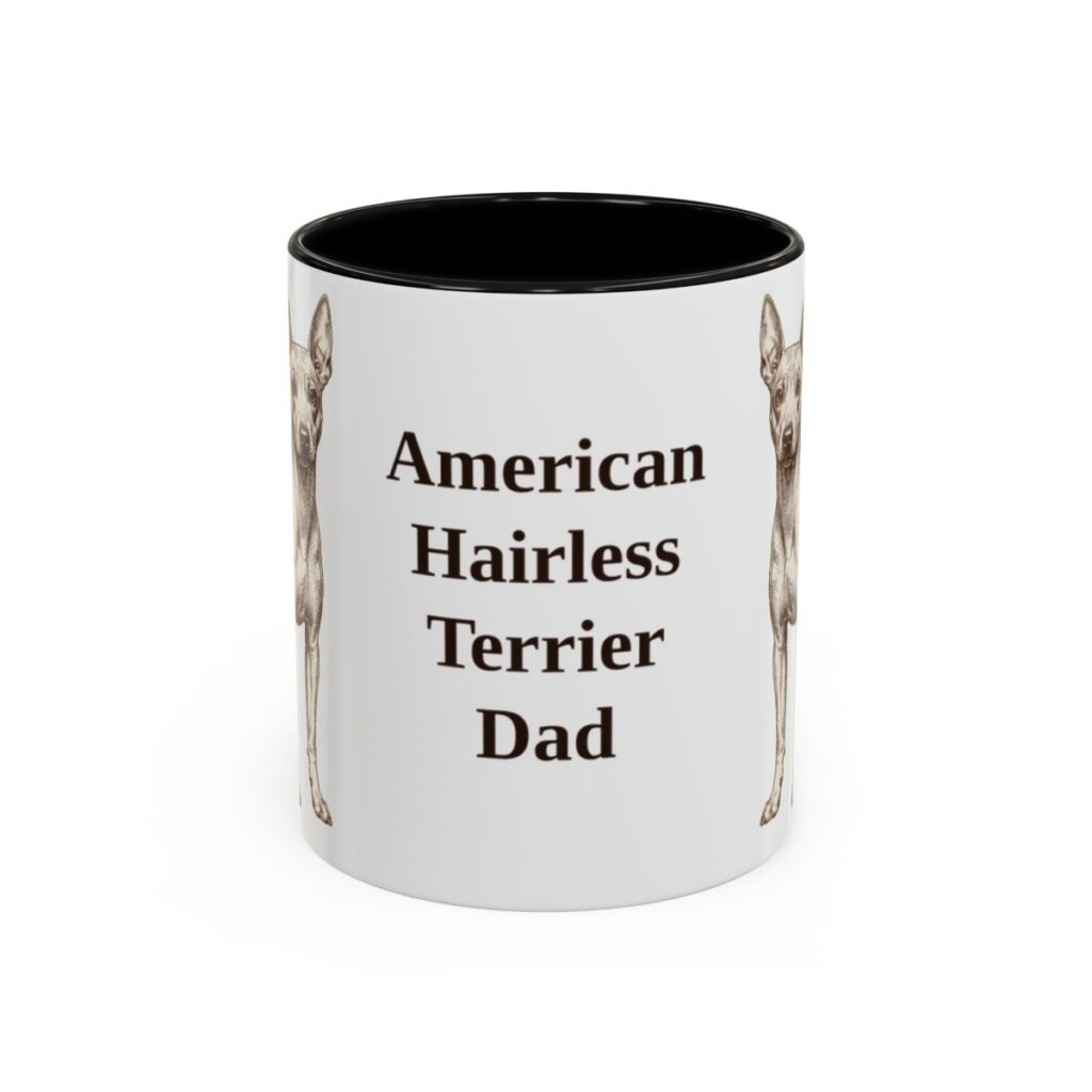 11oz American Hairless Terrier Dog Dad Mug, Vintage Sketch Coffee Mug, Dog Dad Gift