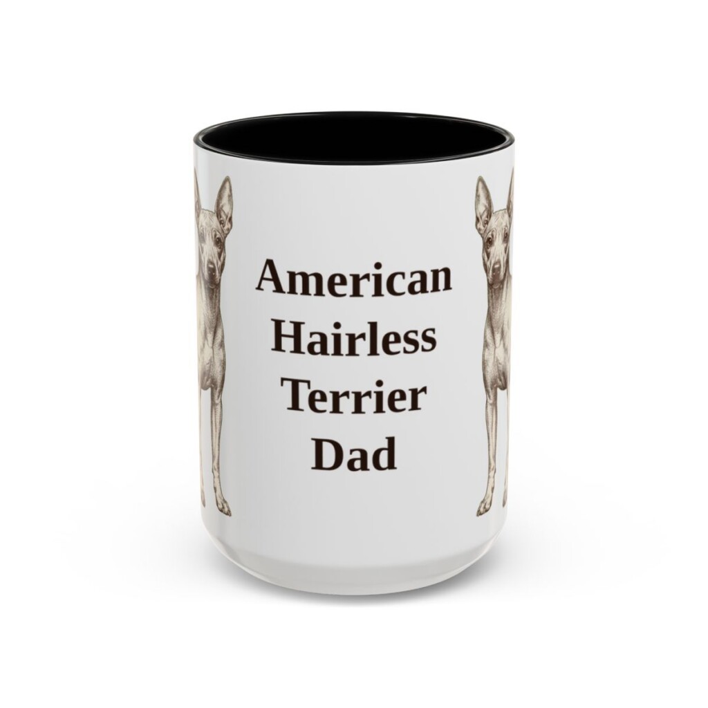 american-hairless-terrier-mug-dad-black-front-3 15oz American Hairless Terrier Dog Dad Mug, Vintage Sketch Coffee Mug, Dog Dad Gift