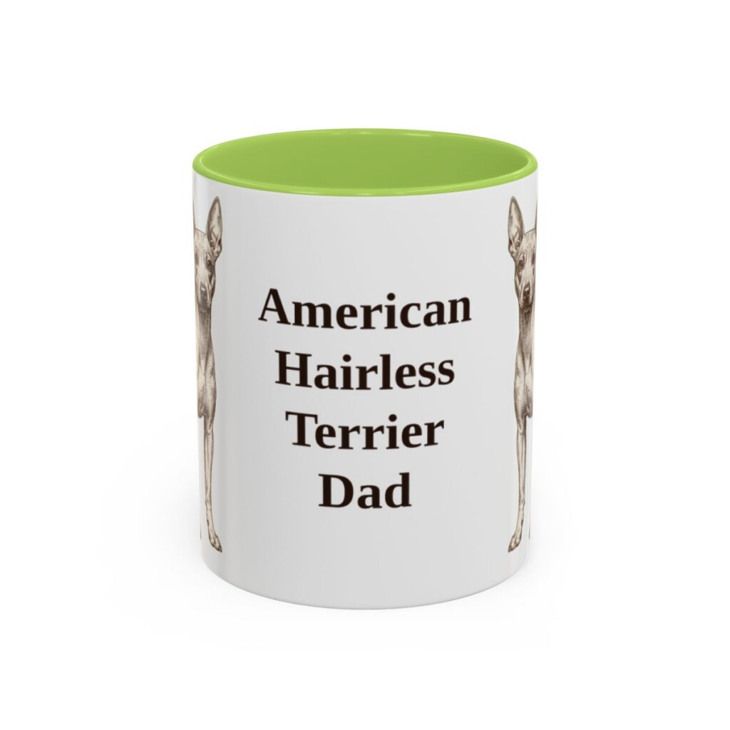 11oz American Hairless Terrier Dog Dad Mug, Vintage Sketch Coffee Mug, Dog Dad Gift