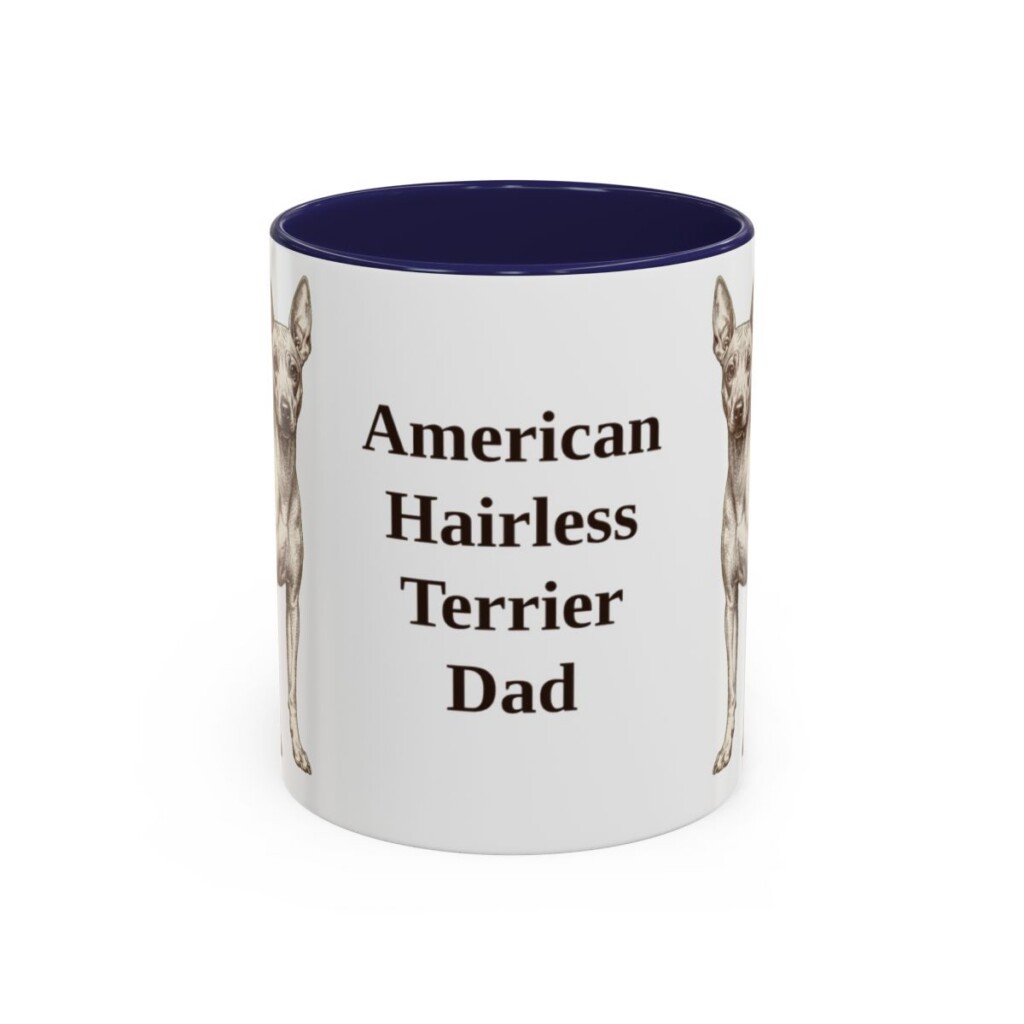 11oz American Hairless Terrier Dog Dad Mug, Vintage Sketch Coffee Mug, Dog Dad Gift
