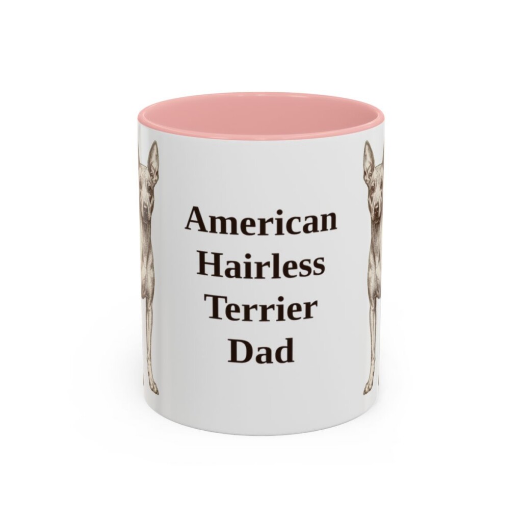 11oz American Hairless Terrier Dog Dad Mug, Vintage Sketch Coffee Mug, Dog Dad Gift