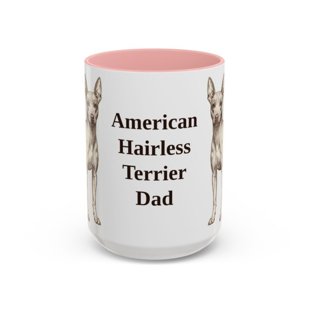 american-hairless-terrier-mug-dad-pink-3 15oz American Hairless Terrier Dog Dad Mug, Vintage Sketch Coffee Mug, Dog Dad Gift