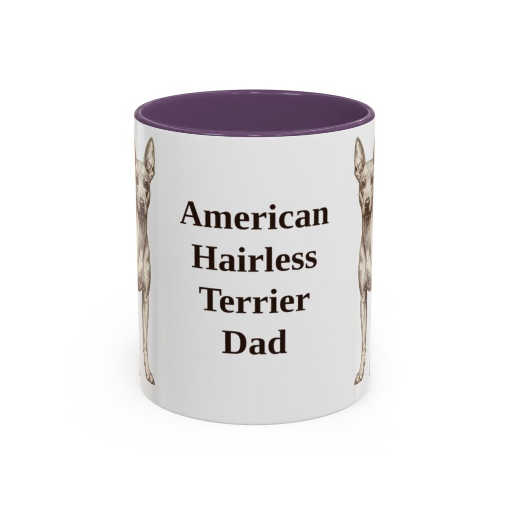 11oz American Hairless Terrier Dog Dad Mug, Vintage Sketch Coffee Mug, Dog Dad Gift