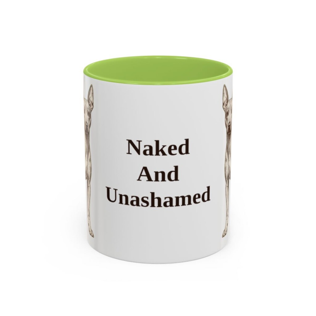 american-hairless-terrier-mug-humor-light-green-1 11oz Funny American Hairless Terrier Mug, Naked And Unashamed, Vintage Dog Coffee Mug, Dog Lover Gift