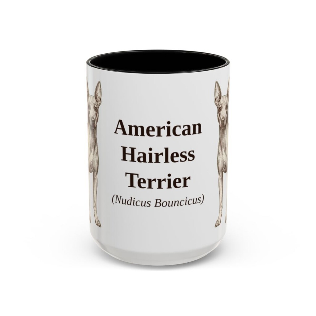 american-hairless-terrier-mug-latin-black-front-3 15oz American Hairless Terrier Latin Mug, American Hairless Terrier, Vintage Dog Coffee Mug, Dog Lover Gift