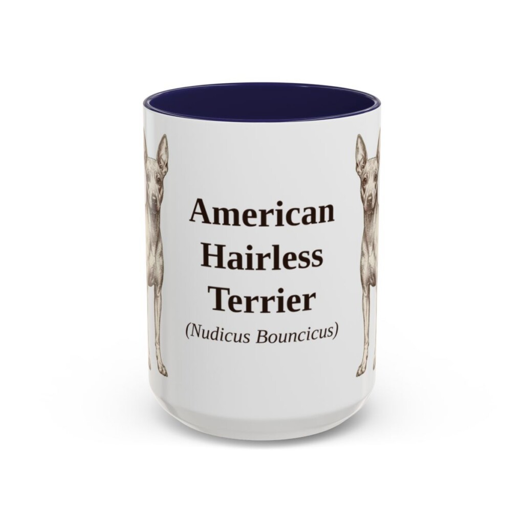 american-hairless-terrier-mug-latin-navy-3 15oz American Hairless Terrier Latin Mug, American Hairless Terrier, Vintage Dog Coffee Mug, Dog Lover Gift