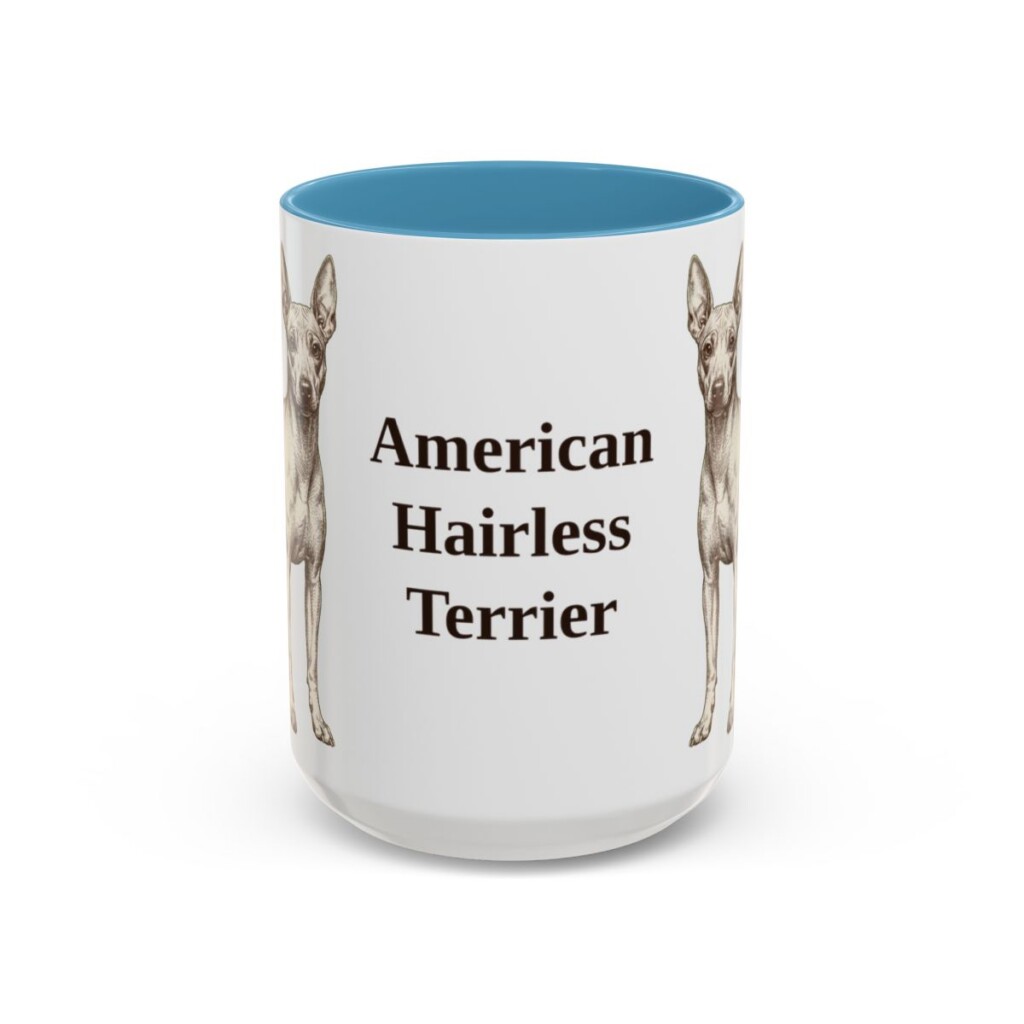 15oz American Hairless Terrier Mug, Vintage Dog Portrait Coffee Mug, Dog Lover Gift